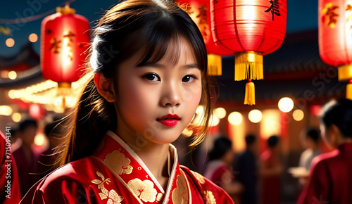 portrait asian girl wearing a cheongsam, chinese vew year's eve, chinese girl in traditional suit