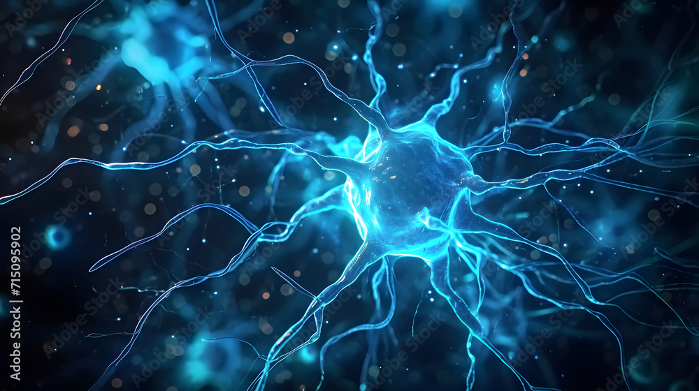 Nerve cell blue color banner. Nerve cell blue color banner.