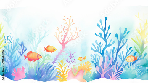 Underwater exploration of vibrant coral reef teaming with life cartoon drawing  AI Generated