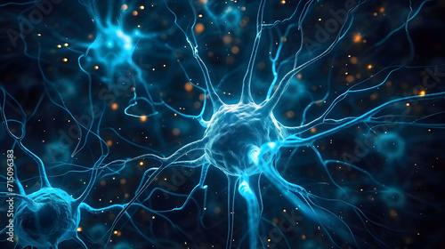 Nerve cell blue color banner. photo