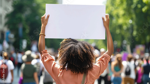 Black Woman Holding Up Protest Sign, Peaceful Protest