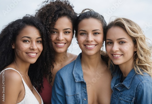 Portrait of Happy multiethnic people, young group of friends diversity Equity and belonging concept