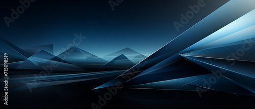 Abstract triangles and abstract clouds wallpaper, in the style of monochromatic landscapes, dark blue and light black, futuristic chromatic waves, expansive landscapes, thin steel forms