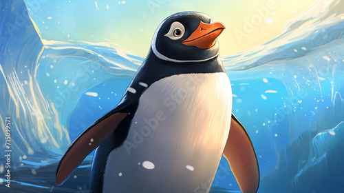 Close up portrait of a pinguin in his natural habitat