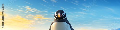 Close up portrait of a pinguin in his natural habitat photo