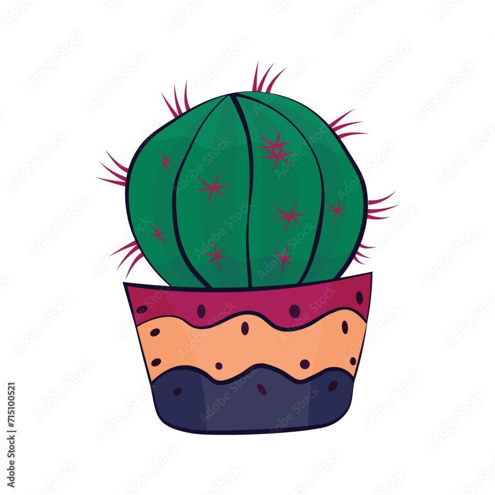 Naklejka premium Cactus vector isolated on white background - Green Cactus