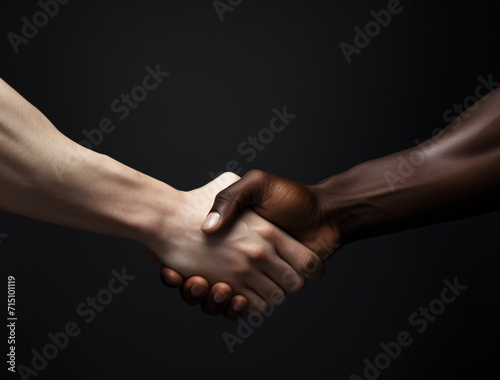 two people shaking hands one white and one black