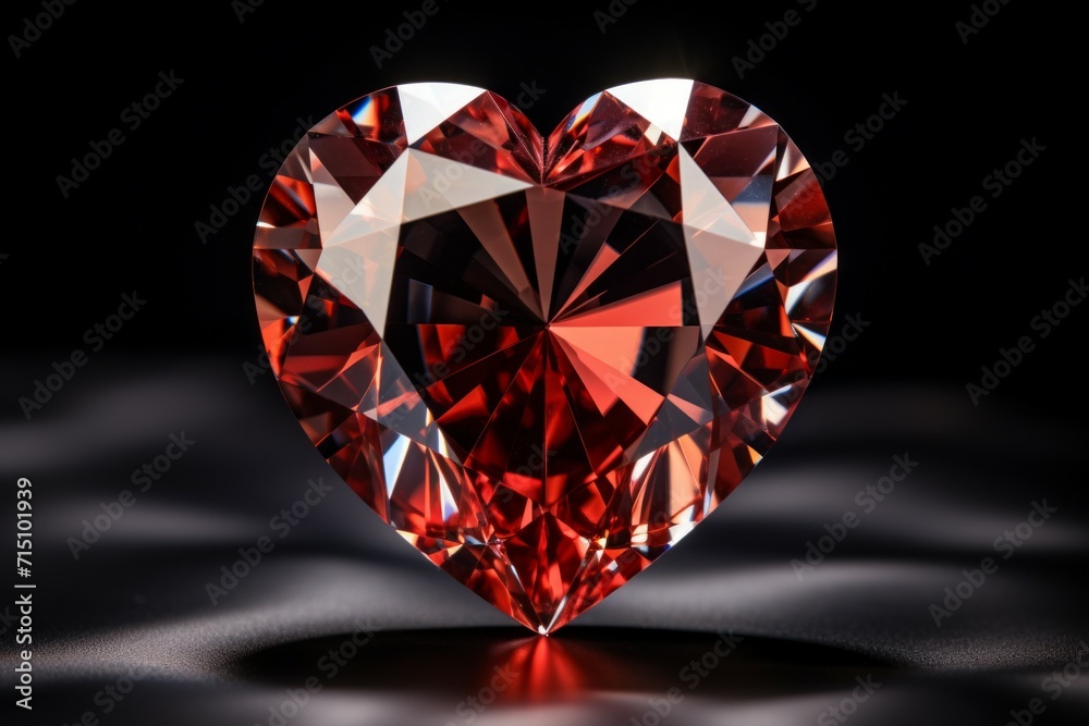 Heart shaped gemstone. Background with selective focus and copy space