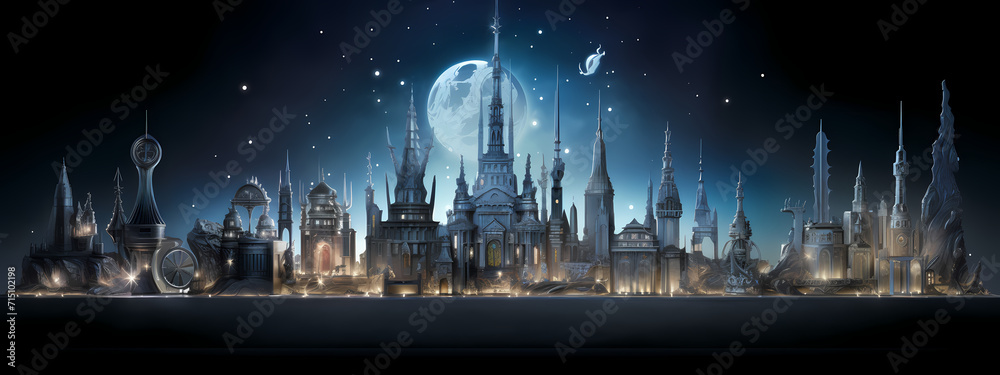 Obraz premium Mystic Fortress: The Castle's Elemental Ring