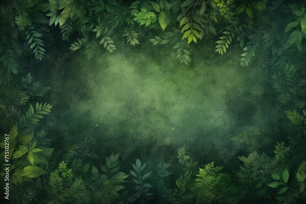  a picture of a forest with lots of green leaves on the top and bottom of the picture is a dark green background.
