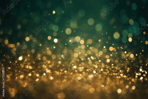  a blurry image of a green and yellow background with small circles of light on the top of the image.