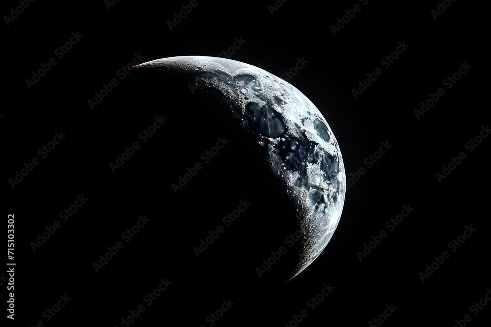 a close up of a half moon in the dark sky with a black back ground and a dark sky in the background. a close up of a half moon in the dark sky with a black back ground and a dark sky in the background.