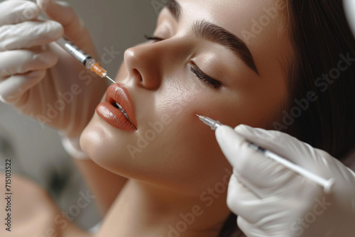 Beauty injection concept. Background with selective focus and copy space photo