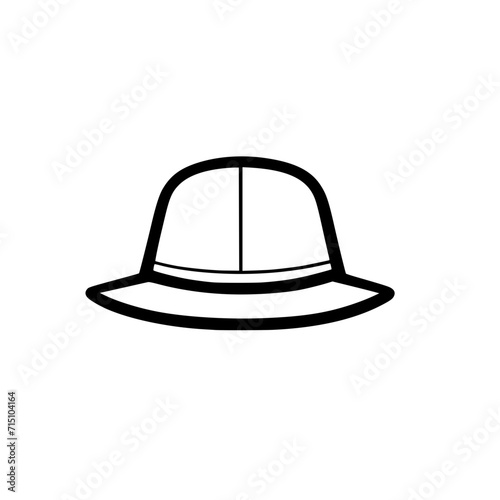 Sun Hat Icon SVG Black And White Illustration Art Generative AI.