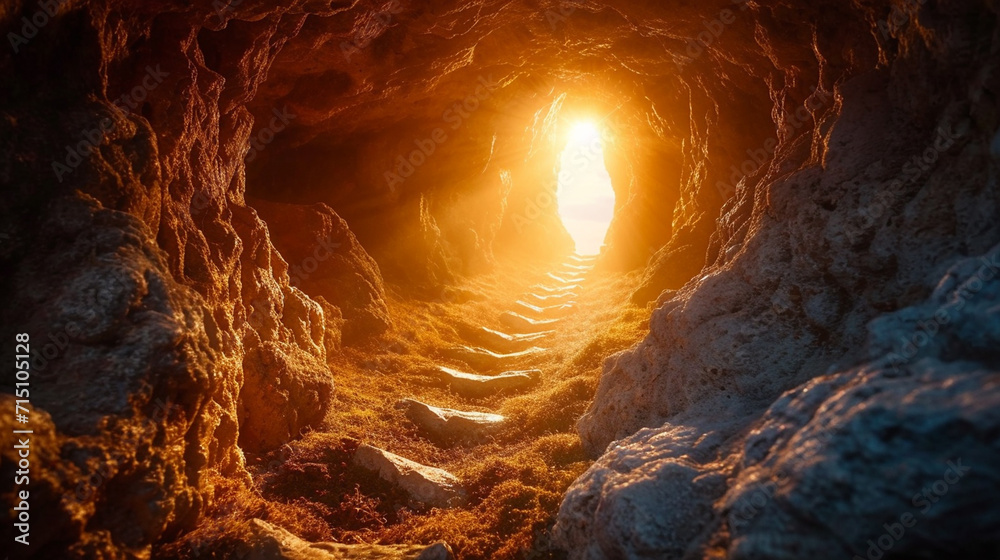 Empty tomb and light shines from the outside Empty tomb and light shines from the outside