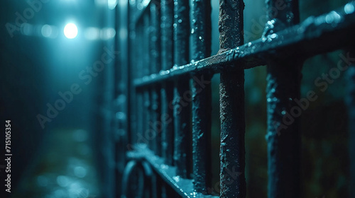 A dark corridor of an old prison photo