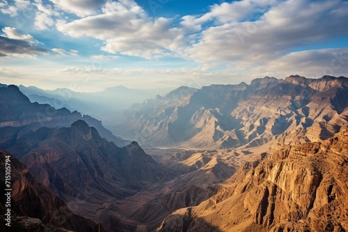 Breathtaking outlook of Tuwaiq Mountains with a view of Qiddiya in Saudi Arabia. Generative AI © Niamh