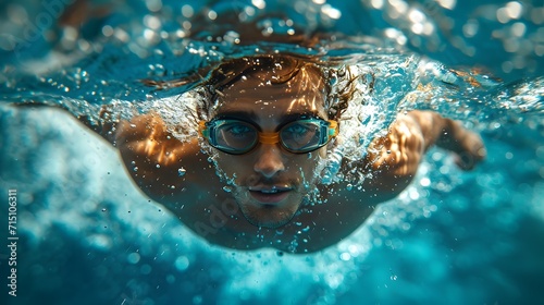 swimmer on his way out of an underwater pool