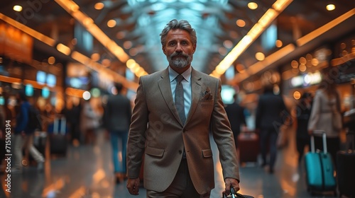 Man With Bag And Suitcase Walking In Airport Terminal © Vasiliy