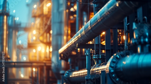 Industrial Pipes and Valves in a Complex Factory Environment photo