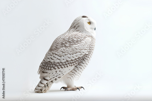 snowy owl on white