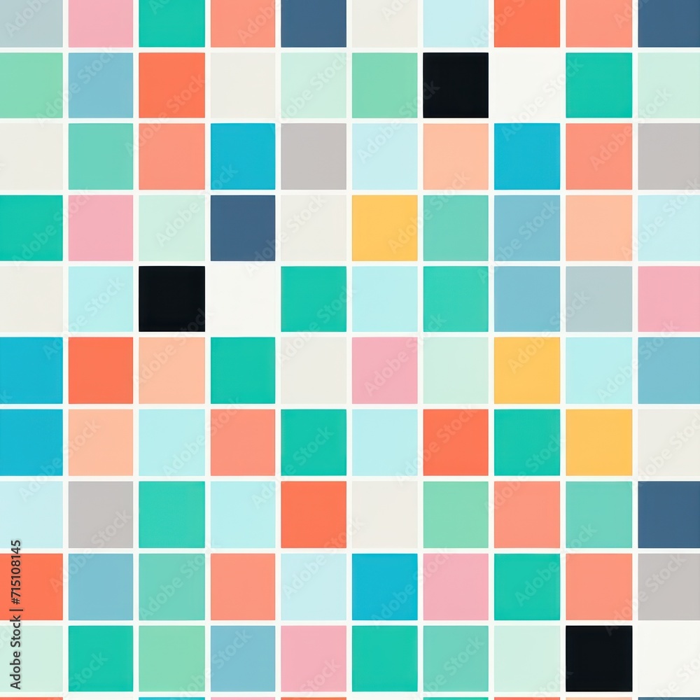 Simple beautiful wallpaper pattern minimalistic colorful square tiles pastel background