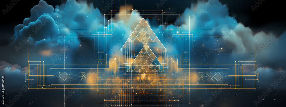 Fototapeta premium Digital Symphony: The Geometric Essence of Cloud Data