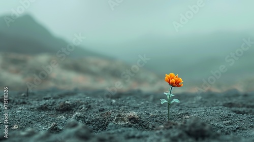Flower blooming in a desert