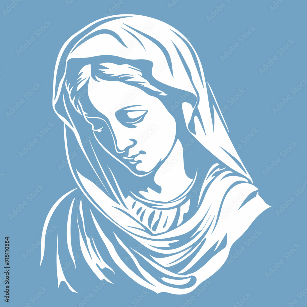 Madonna, Our Lady Virgin Mary Mother of Jesus, Holy Mary, vector illustration, black on white background, printable, suitable for logo, sign, tattoo, laser cutting, sticker and other print on demand Madonna, Our Lady Virgin Mary Mother of Jesus, Holy Mary, vector illustration, black on white background, printable, suitable for logo, sign, tattoo, laser cutting, sticker and other print on demand
