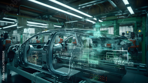 Futuristic augmented reality car manufacturing