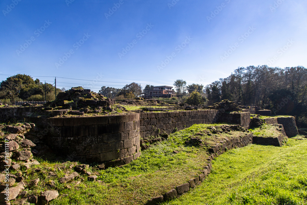 Ruins of the medieval castle of Rocha Forte (13th-15th centuries). Conxo, A Coruña, Spain.