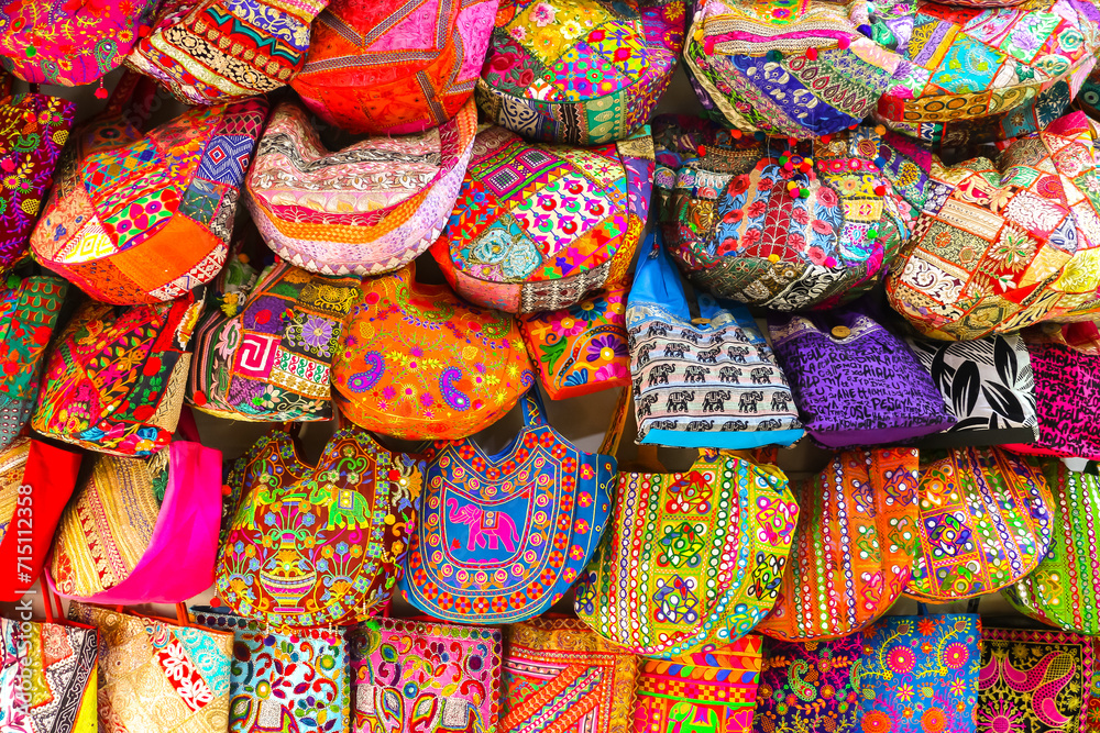 New Delhi, India. Bags on the Main Bazaar (Paharganj) in New Delhi.