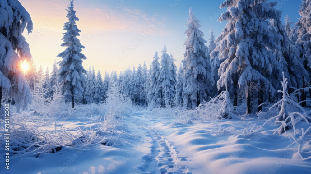 Frozen Wonderland - Enchanting Snow Forest - made with Generative AI