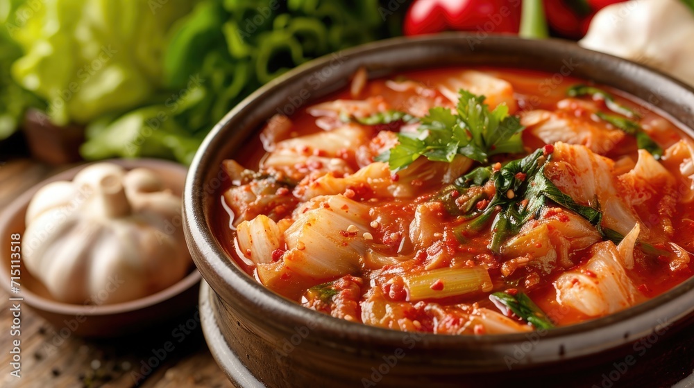Homemade Kimchi in Traditional Korean Bowl Homemade Kimchi in Traditional Korean Bowl