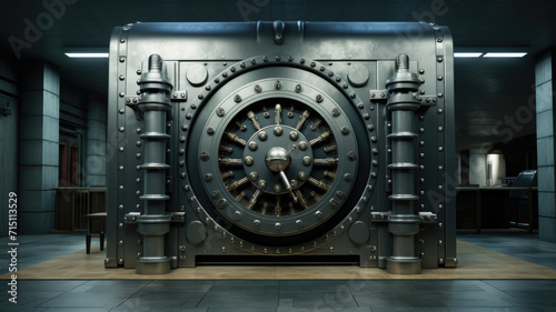 A large bank safe in a large bank vault.