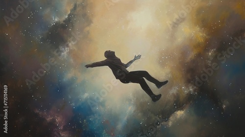 Figure floating in the sky