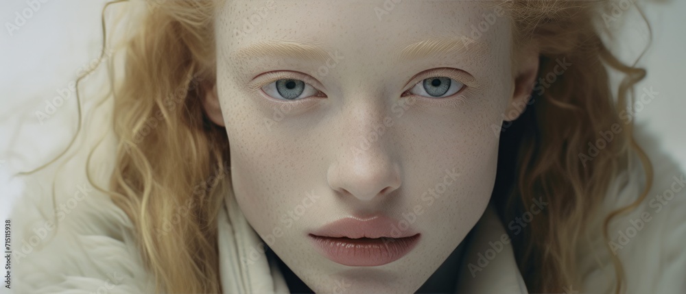 A beautiful stylish close-up portrait of an albino A beautiful stylish close-up portrait of an albino