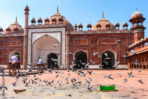 Agra, India. Beautiful architecture of Jama Masjid in Agra. photo