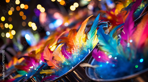 Steelpan sequins of the carnival, a steelpan catches the light and swirling into kaleidoscopic bokeh photo