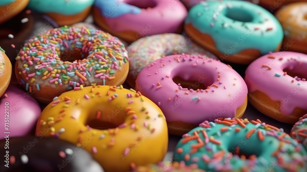 Tasty donuts background. AI generated.