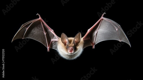 Flying bat on a dark background. AI generated. photo