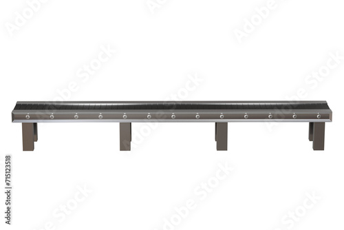 3D Empty conveyor belt or Boxes or conveyor roller isolated on white background transparent background. Logistics and Factory Concept. 3d rendering. photo