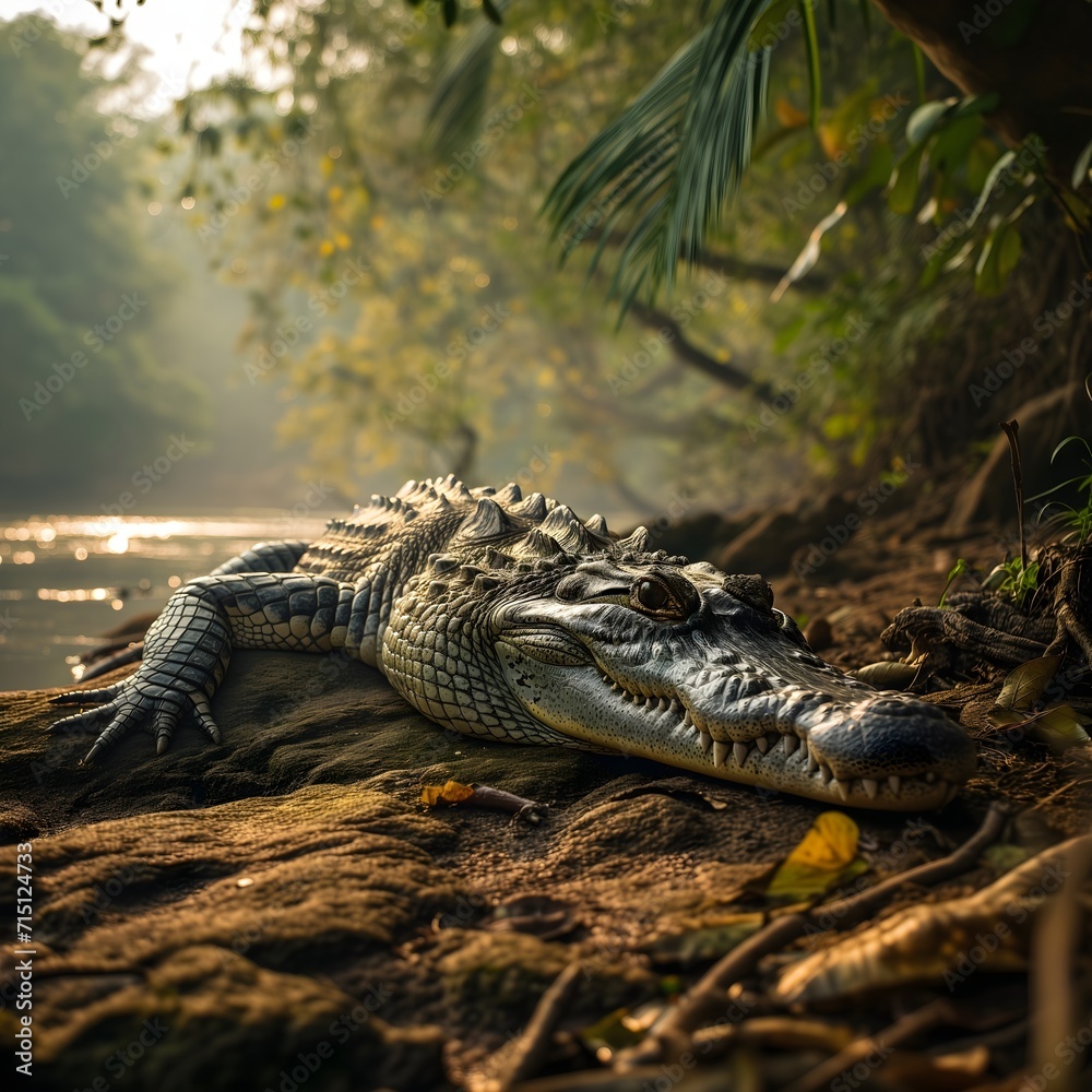 Obraz premium Alligator by the River