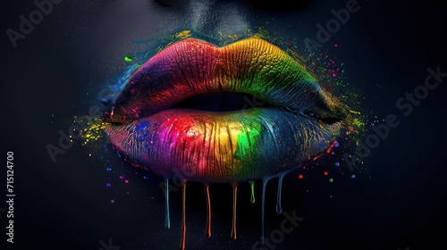 Closeup view of sexual beautiful female open closed lips isolated, Glossy lips, concept female lips. 3D Illustration photo