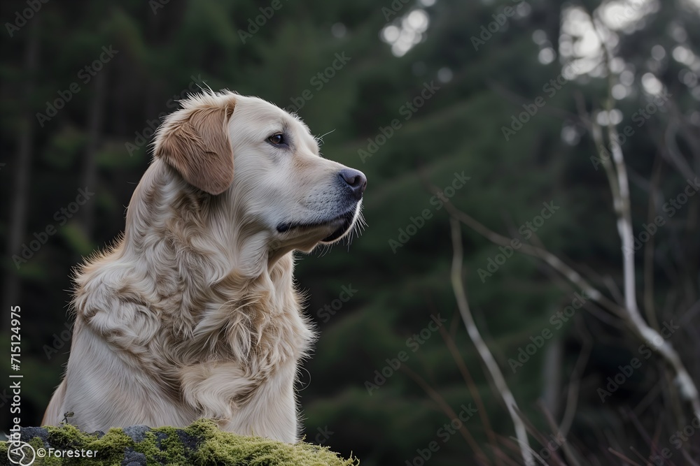 Woodland Companion: Golden Retriever Enjoying the Woods Woodland Companion: Golden Retriever Enjoying the Woods