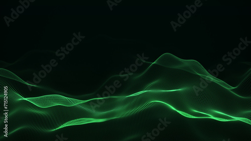 Style dynamic wave texture. Futuristic network connection background or landscape. Big data visualization. 3D rendering.