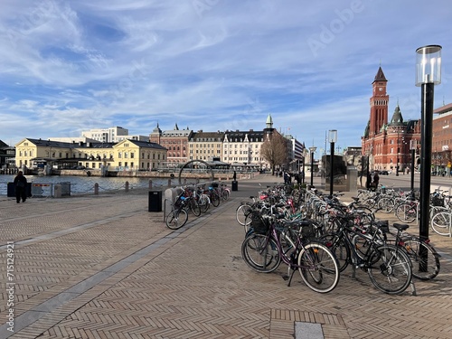 Quadro em tela waterfront with bicycles in the city of Helsingborg