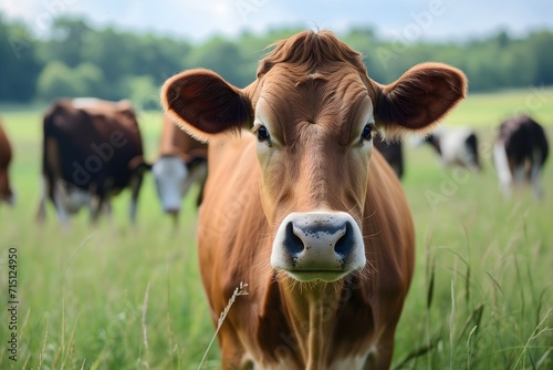 Brown Cow Grazing in the Countryside