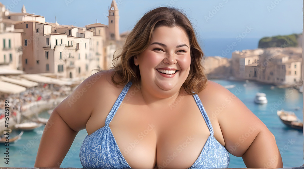 woman obese  in swimsuit