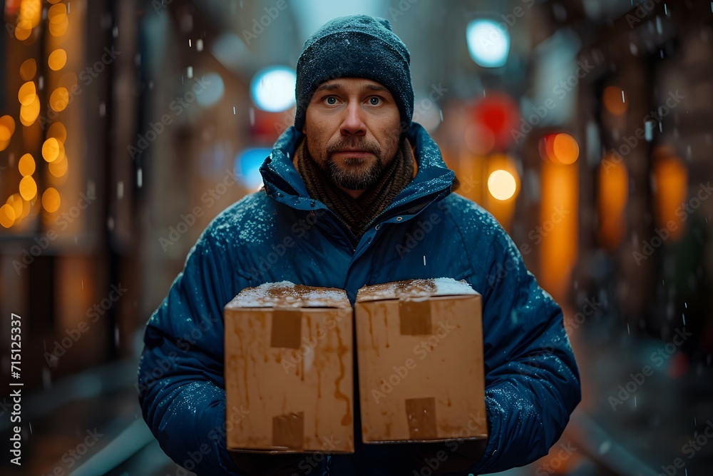 delivery truck driver loading a box to be delivered. person with a box. delivery man with product delivery truck driver loading a box to be delivered. person with a box. delivery man with product